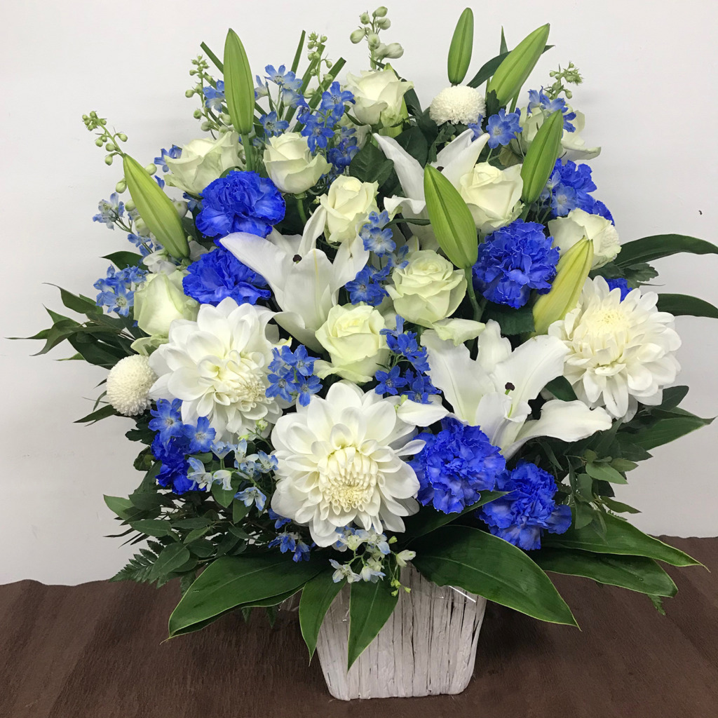 白と青のアレンジメント(L)