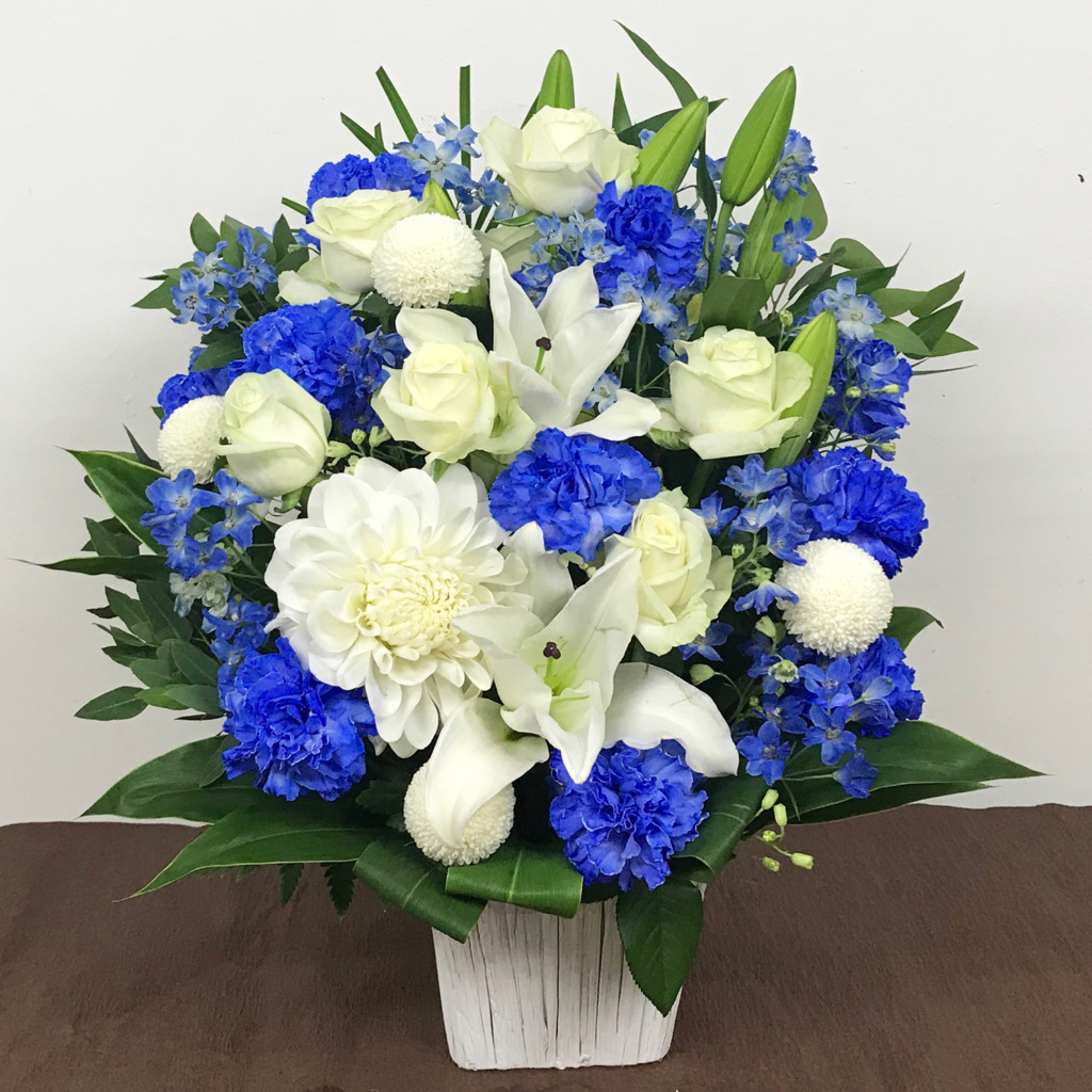 白と青のアレンジメント(M)