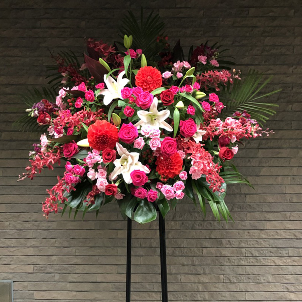 ピンク×レッド豪華なスタンド花1段 (H200)
