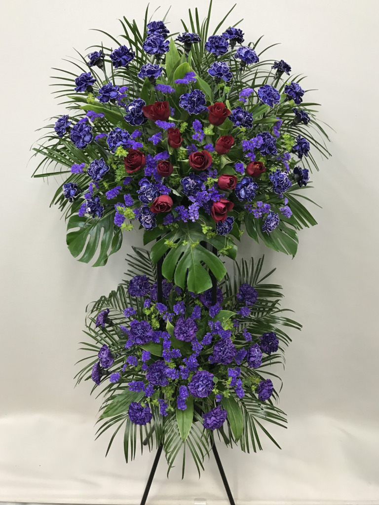 高貴deエレガントなバイオレットスタンド(赤バラ2段H185)