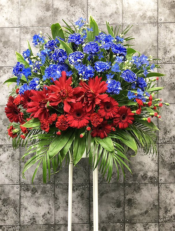 赤と青のツートーン パイプスタンド花 (H180)