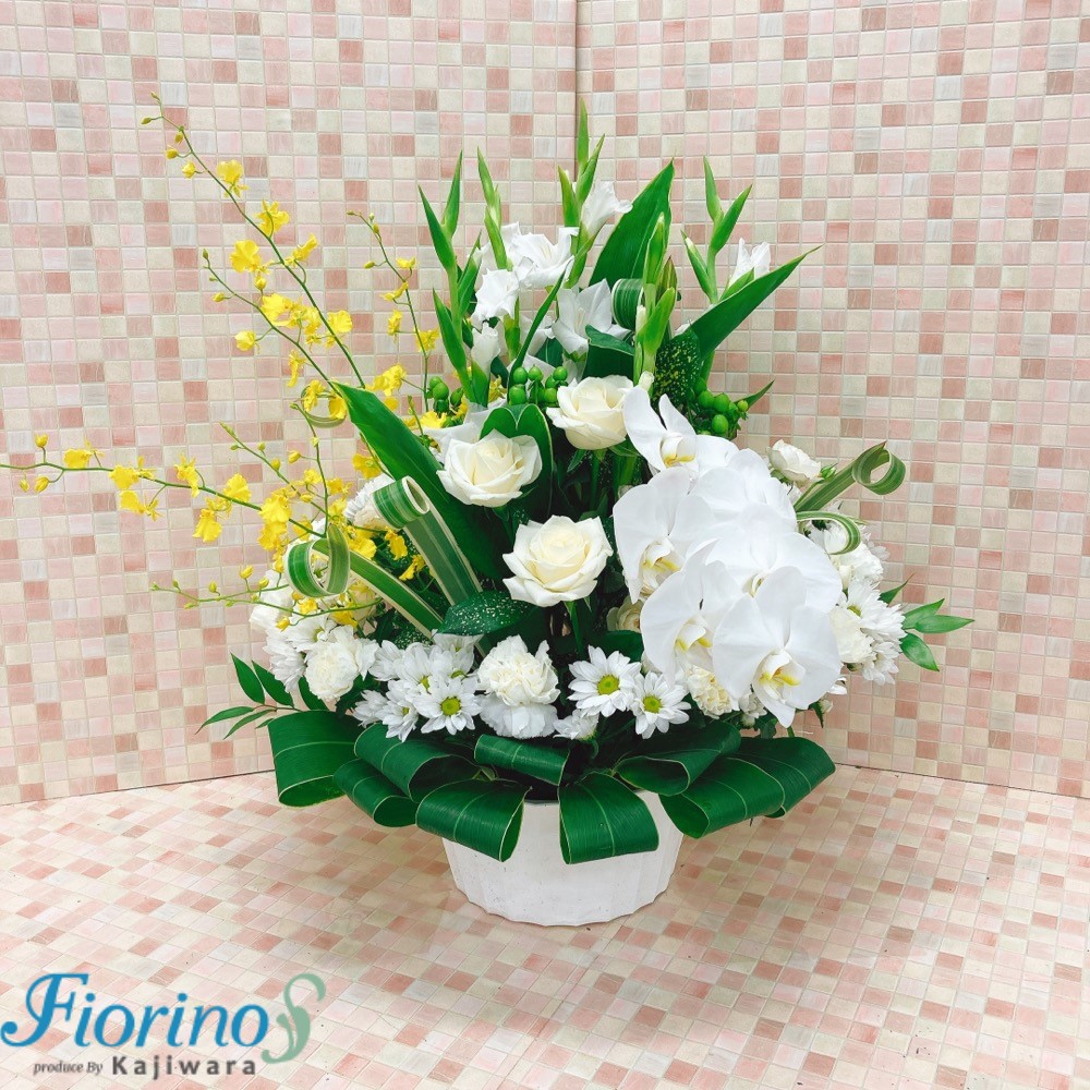 お供えアレンジメント エターナルリングMIX蘭のアレンジメント 正面写真