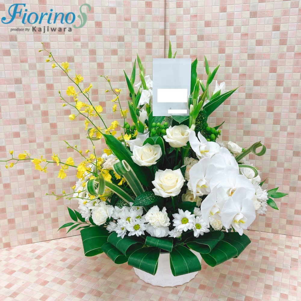 お供えアレンジメント エターナルリングMIX蘭のアレンジメント カード付写真