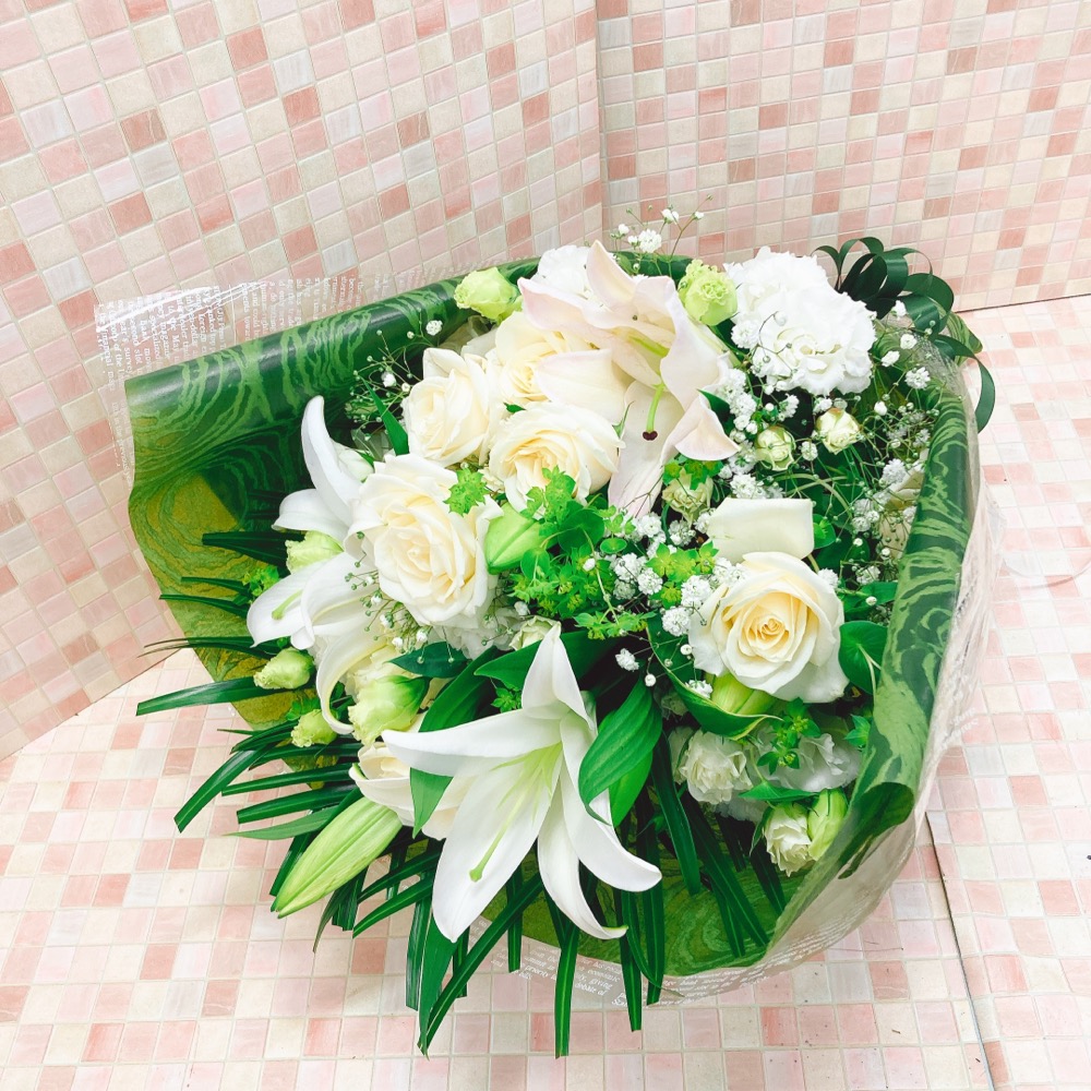 白と緑の花束L (H75)