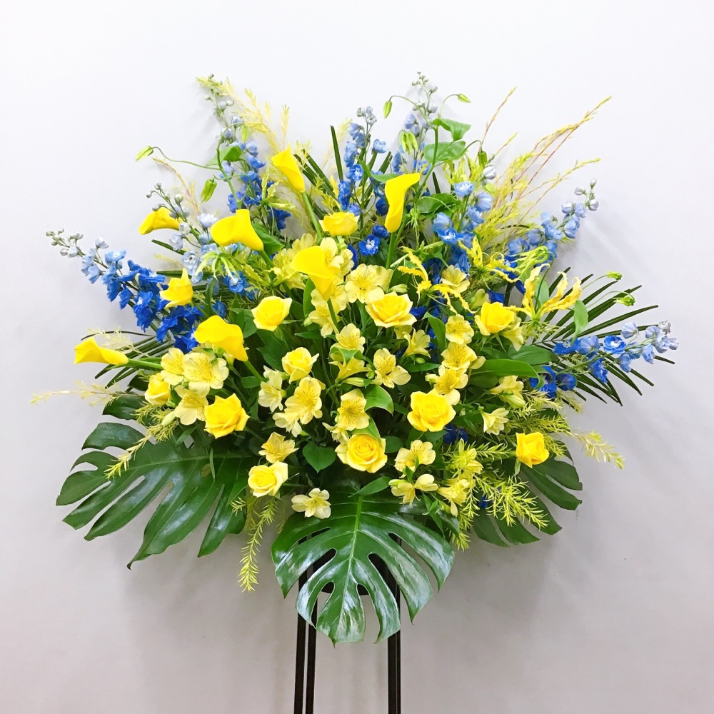 イエローブルー 黒パイプタンド1段 (H185)