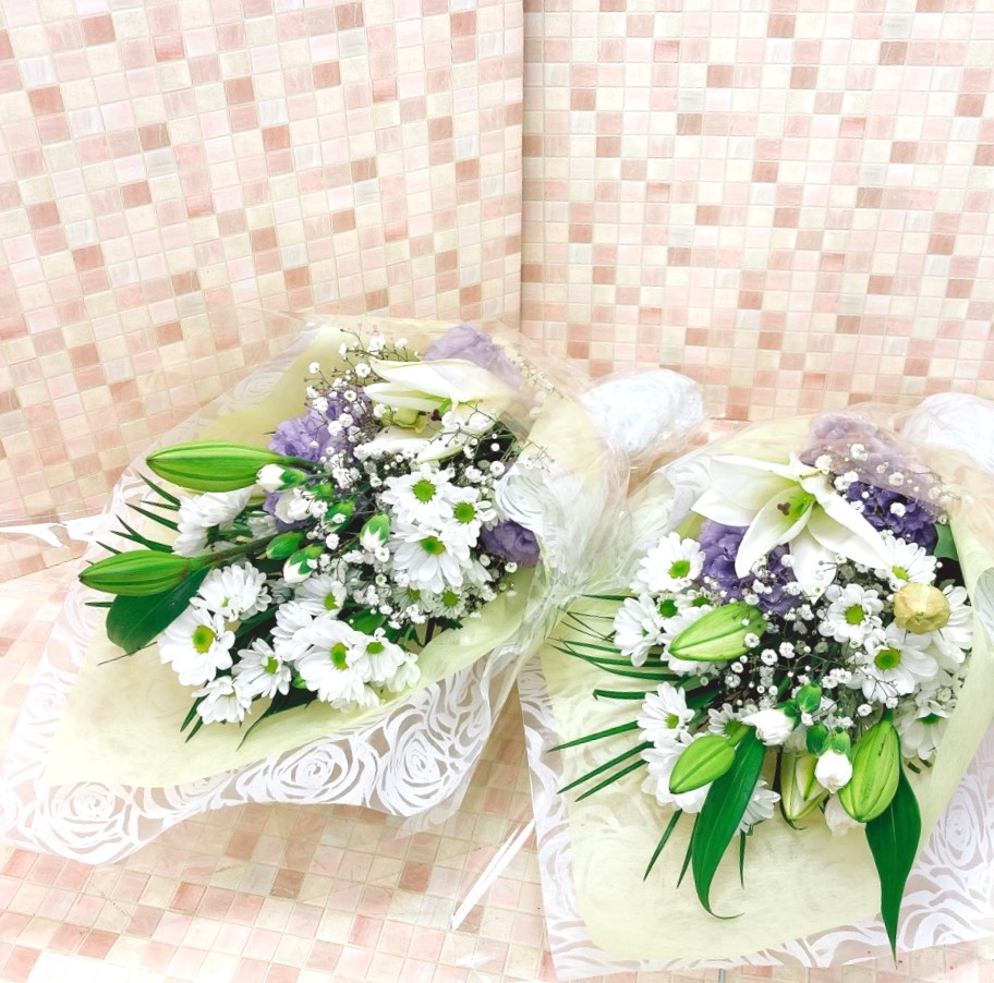 【御供・1対】白ユリとパープルの花束（H60）
